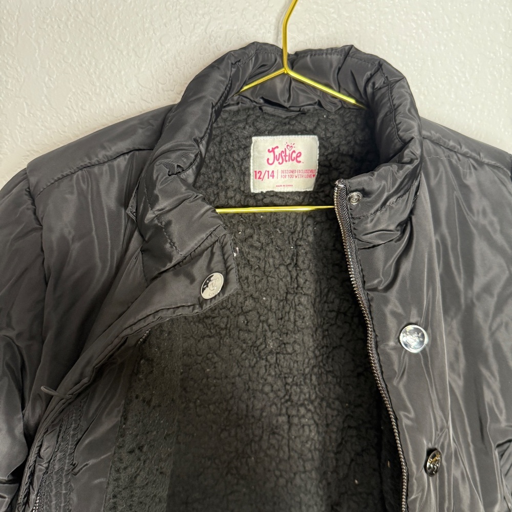 Justice Girl's black winter‎ puffer Jacket / Coat - Picture 9 of 9